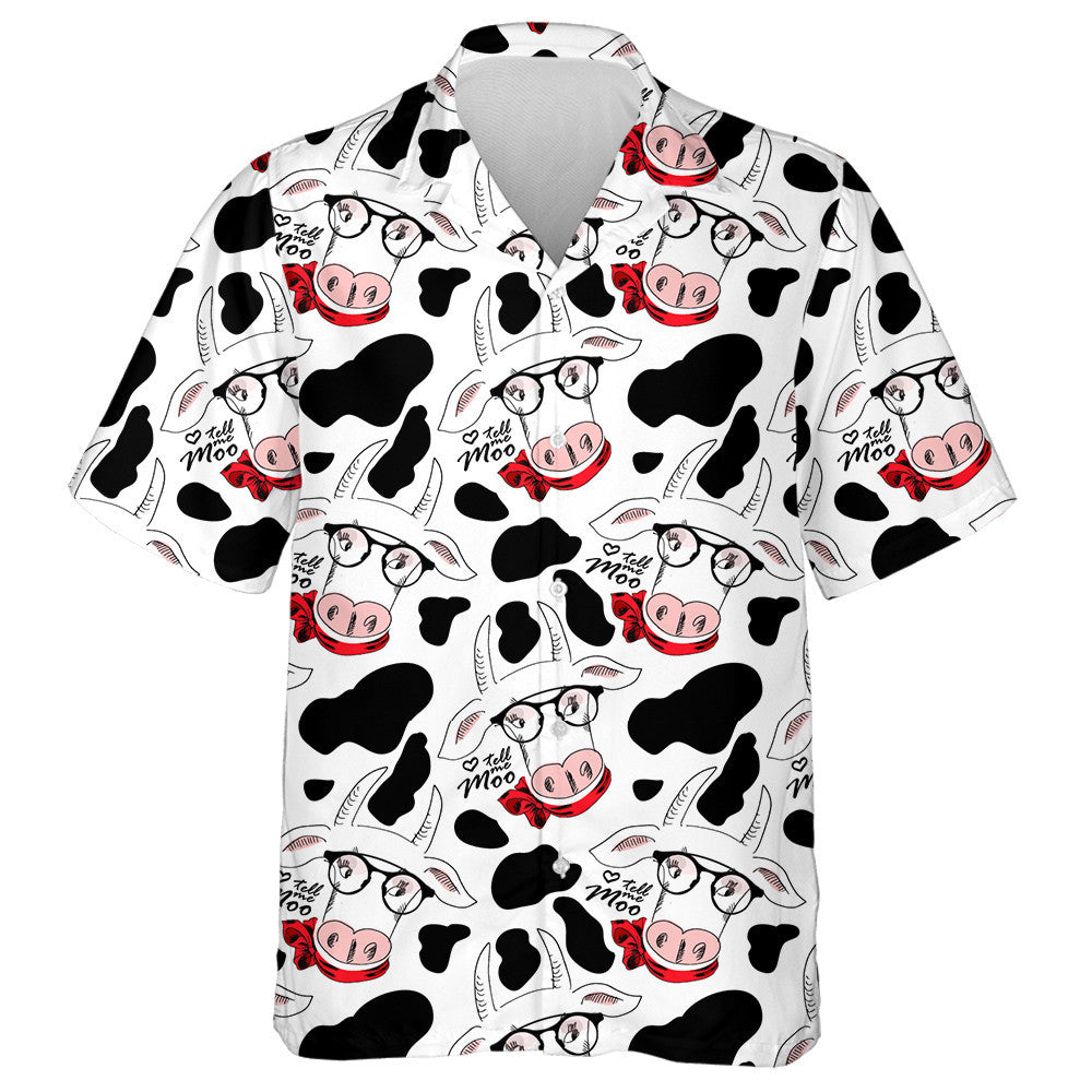 Red Blue Silhouettes Of Cows And Flowers Hawaiian Shirt, Hawaiian Shirt Gift, Christmas Gift