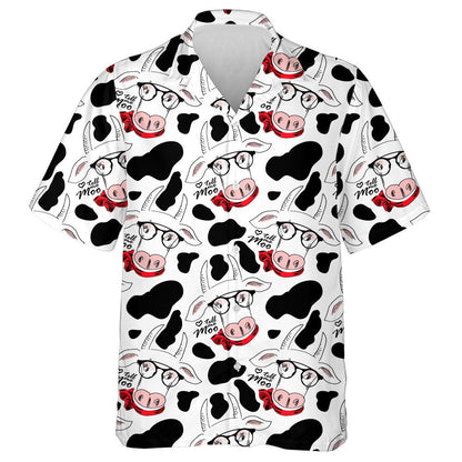 Red Blue Silhouettes Of Cows And Flowers Hawaiian Shirt, Hawaiian Shirt Gift, Christmas Gift