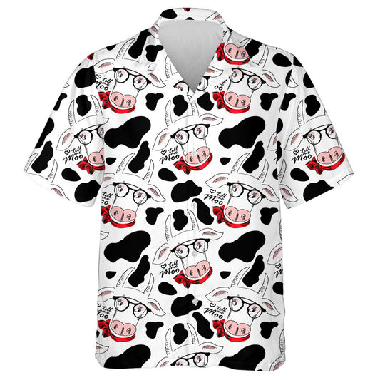 Red Blue Silhouettes Of Cows And Flowers Hawaiian Shirt, Hawaiian Shirt Gift, Christmas Gift