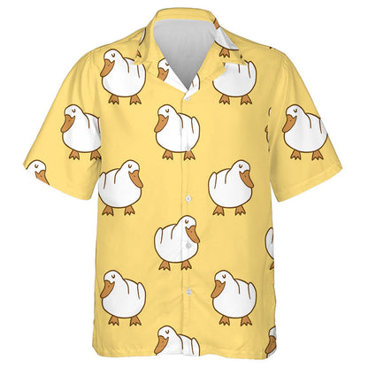 Hand Drawn Little Duck Sleeping On Yellow Hawaiian Shirt, Hawaiian Shirt Gift, Christmas Gift