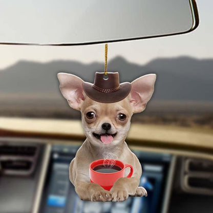 CHIHUAHUA AGUS Caife - Ornáid Mica Sleamhnáin, Ornáid Nollaig Shona, Bronntanas Nollag, Maisiú Nollag