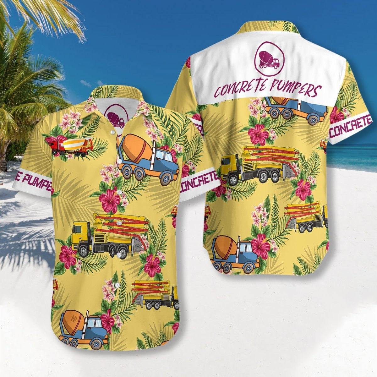 Concrete Pumpers Seamless Background Design Hawaiian Shirt,Hawaiian Shirt Gift, Christmas Gift