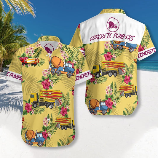 Concrete Pumpers Seamless Background Design Hawaiian Shirt,Hawaiian Shirt Gift, Christmas Gift