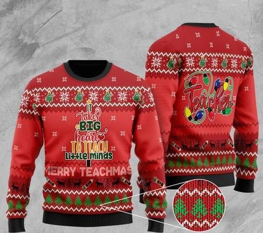 It Takes Big Heart To Teach Little Minds Merry Teachmas Ugly Christmas Sweater, Christmas Ugly Sweater,Christmas Gift,Gift Christmas 2022