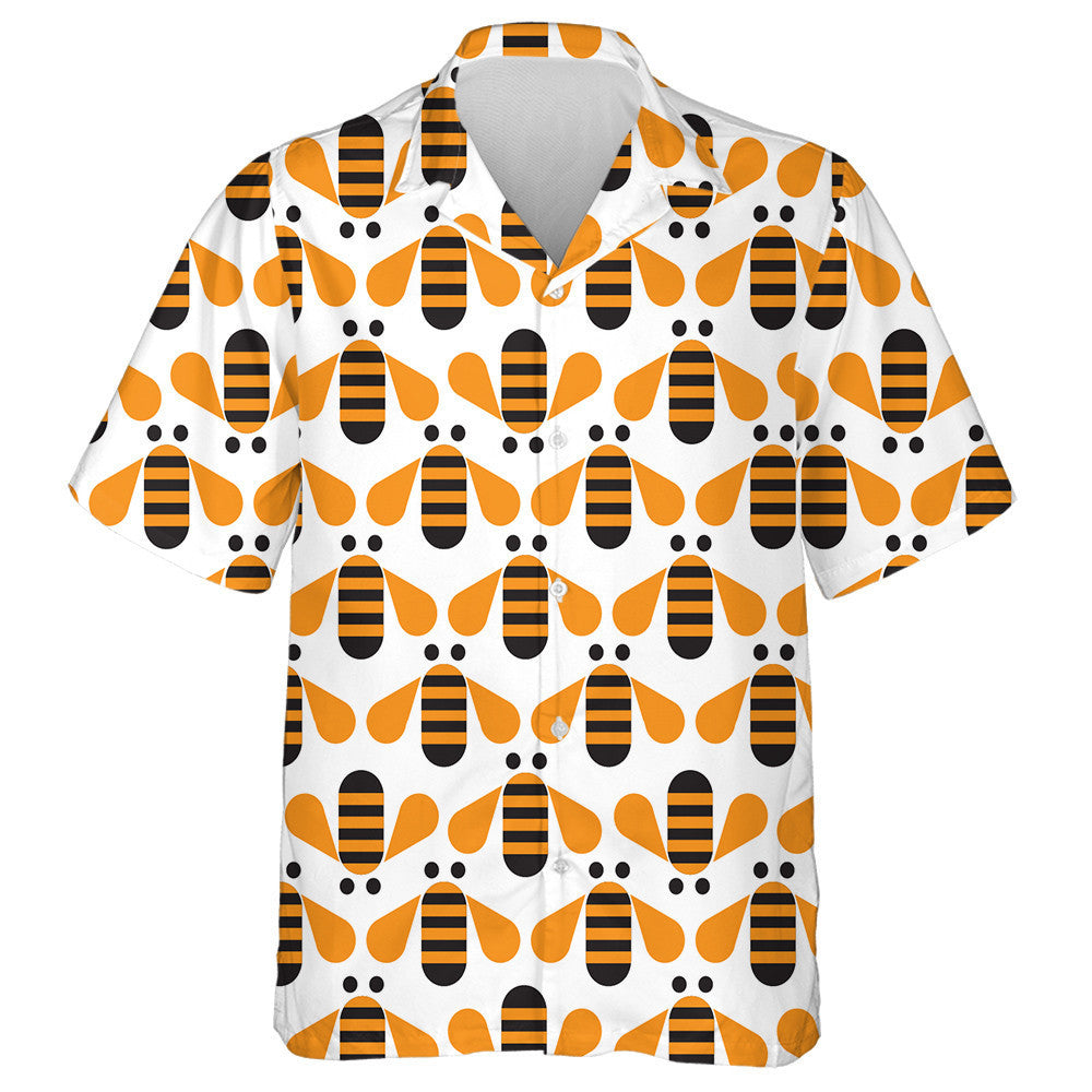 Natural Summer Orange Bees On White Hawaiian Shirt,Hawaiian Shirt Gift, Christmas Gift