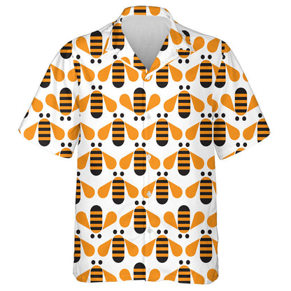 Natural Summer Orange Bees On White Hawaiian Shirt,Hawaiian Shirt Gift, Christmas Gift