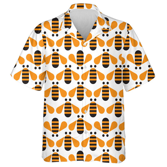 Natural Summer Orange Bees On White Hawaiian Shirt,Hawaiian Shirt Gift, Christmas Gift