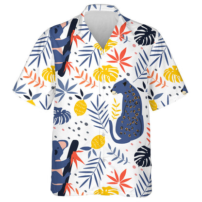 Ainmhithe Fiáine Liopard Le Koala Agus Duilleoga Pailme Léine Haváís, Bronntanas Léine Haváís, Bronntanas Nollag