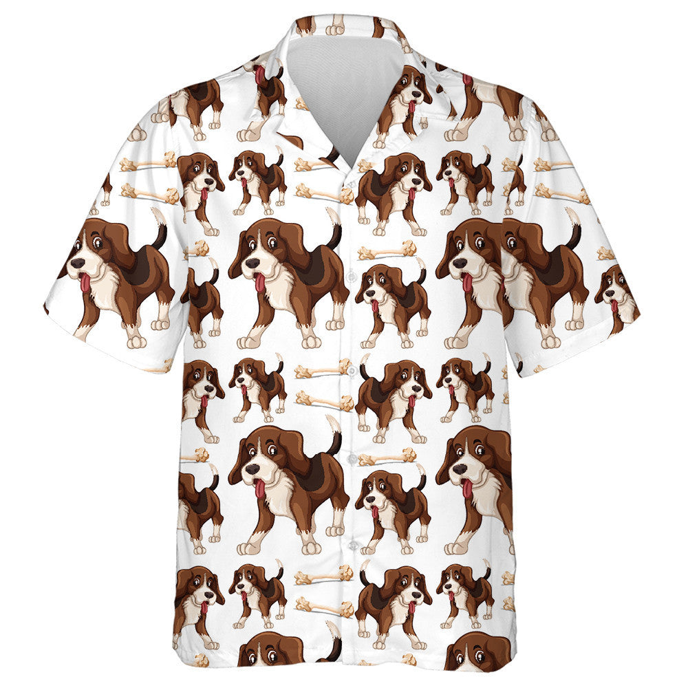 I Love Cute Brown Beagle Dogs Hawaiian Shirt, Hawaiian Shirt Gift, Christmas Gift