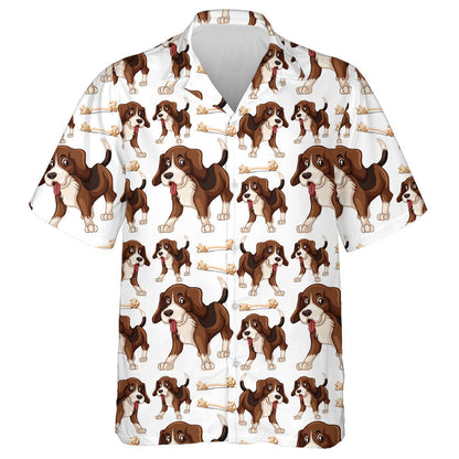 I Love Cute Brown Beagle Dogs Hawaiian Shirt, Hawaiian Shirt Gift, Christmas Gift