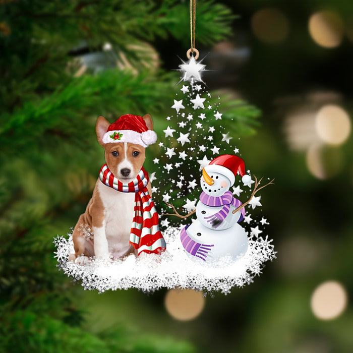 Basenji-Star Tree Hanging Christmas Plastic Hanging Ornament, Christmas Ornament Gift, Christmas Gift, Christmas Decoration