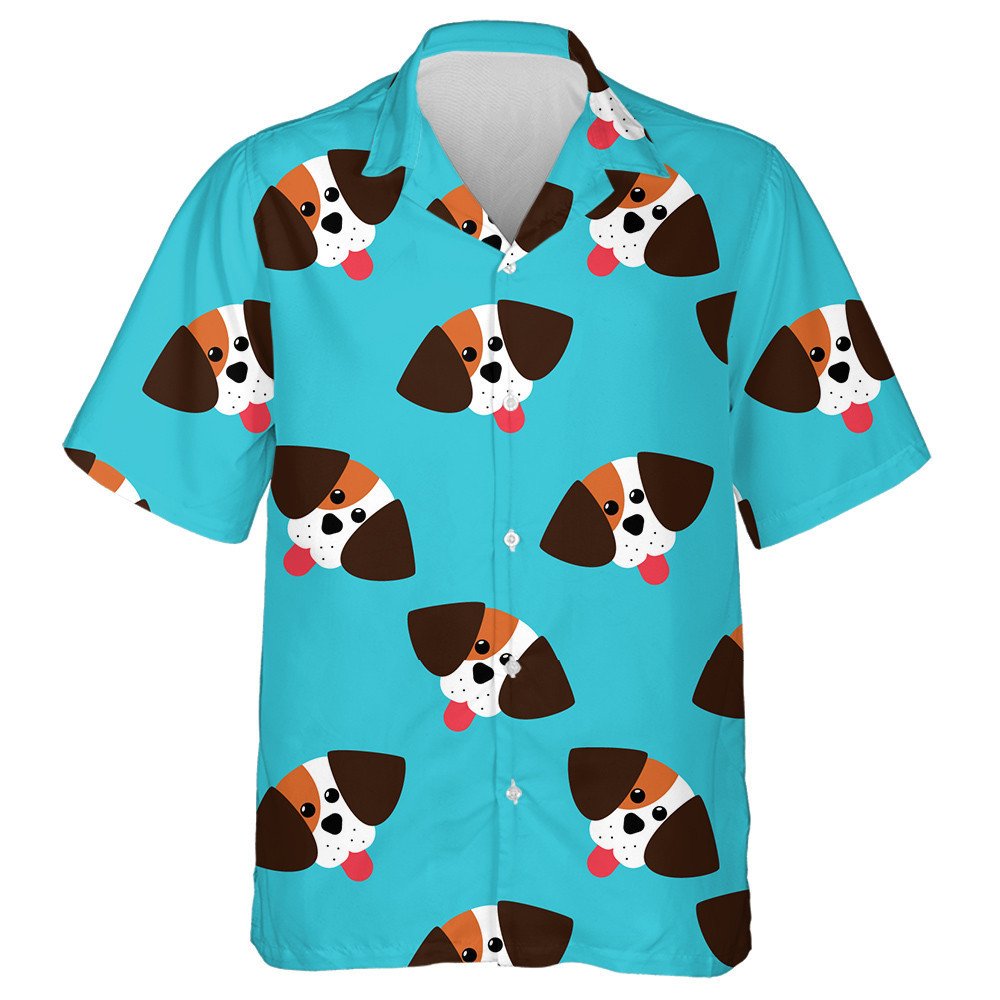 Cute Beagle Puppy Head On Blue Hawaiian Shirt,Hawaiian Shirt Gift, Christmas Gift