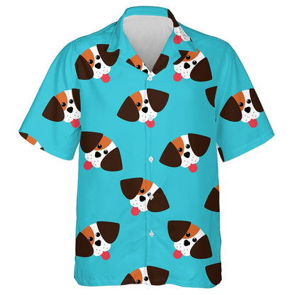 Cute Beagle Puppy Head On Blue Hawaiian Shirt,Hawaiian Shirt Gift, Christmas Gift