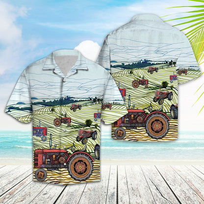 Farm Tractor On Field Design Hawaiian Shirt,Hawaiian Shirt Gift, Christmas Gift