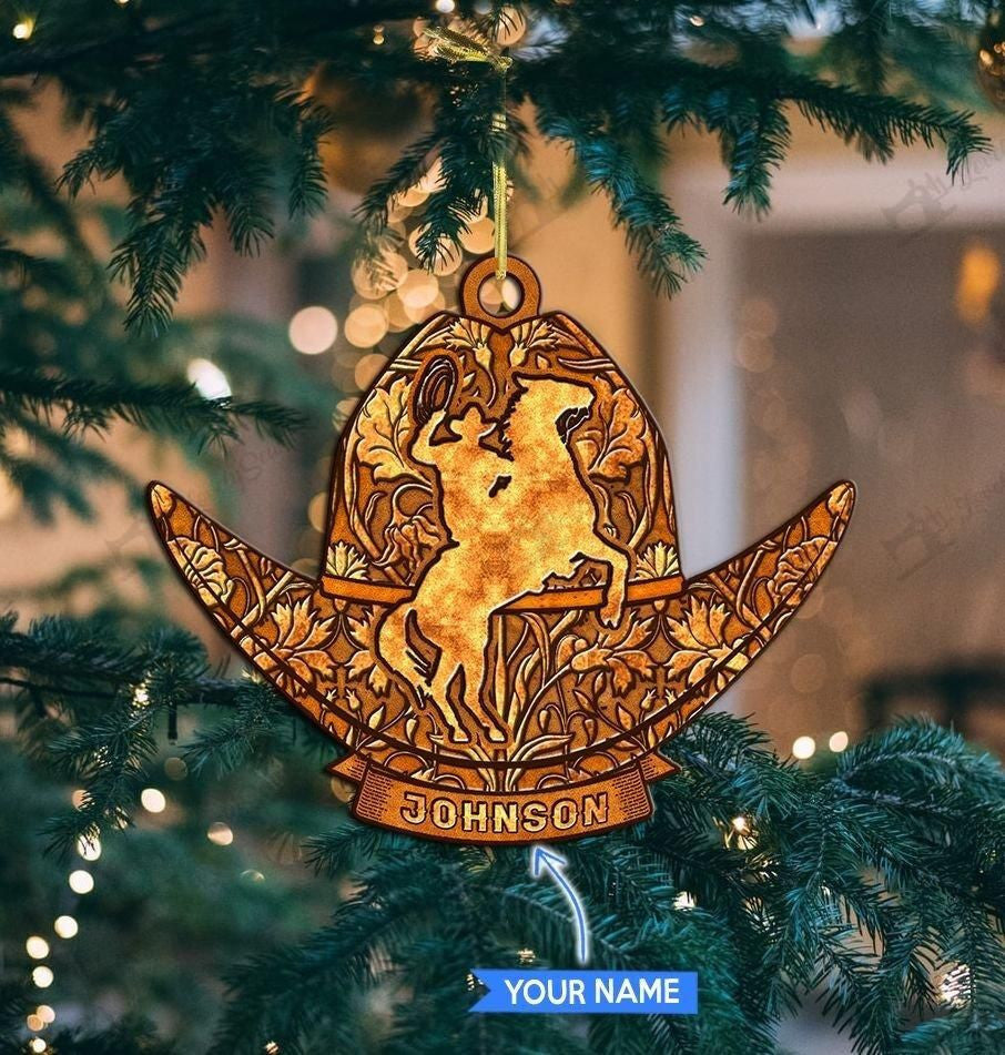 Ornáid Pearsantaithe Hat Cowboy, Bronntanas Nollag, Maisiú Nollag