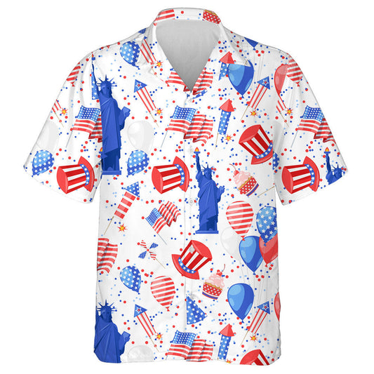 Hand Drawn Famous Place Of USA Pattern Hawaiian Shirt, Hawaiian Shirt Gift, Christmas Gift