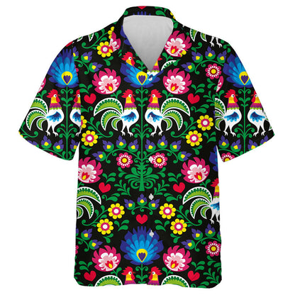 Beautiful Chicken With Wzory Lowickie And Wycinanka Hawaiian Shirt, Hawaiian Shirt Gift, Christmas Gift