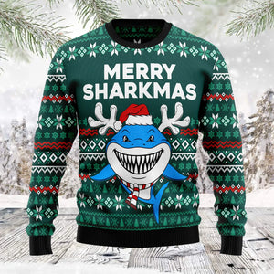 Merry Sharkmas unisex womens & mens, couples matching, friends, shark lover, funny family ugly christmas holiday sweater gifts,Christmas Ugly Sweater