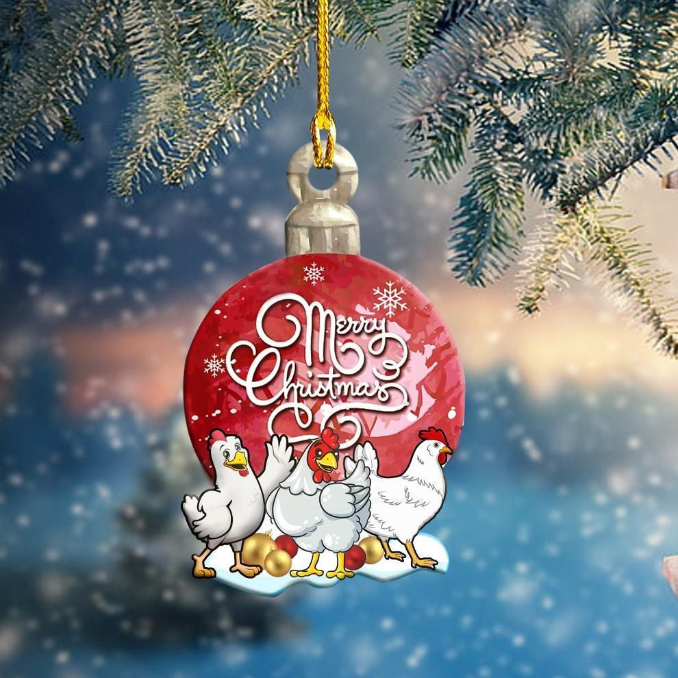 Chicken Christmas Ball Shape Ornament, Happy Christmas Ornament, Christmas Gift, Christmas Decoration