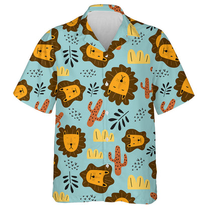 Lion Greannmhar le Duilleoga Agus Léine Haváí Cactus, Bronntanas Léine Haváí, Bronntanas Nollag