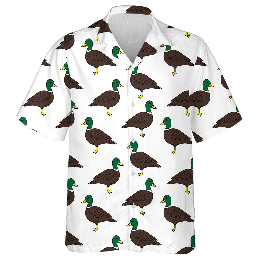 Hand Drawn Sketch Duck On White Background Hawaiian Shirt, Hawaiian Shirt Gift, Christmas Gift