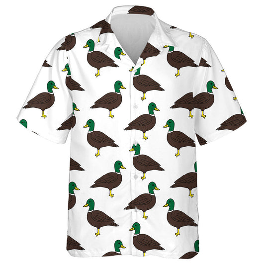 Hand Drawn Sketch Duck On White Background Hawaiian Shirt, Hawaiian Shirt Gift, Christmas Gift