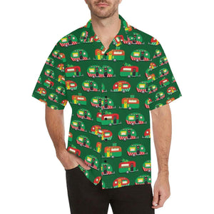 Camper Camping Christmas Themed Design Hawaiian Shirt, Hawaiian Shirt Gift, Christmas Gift.