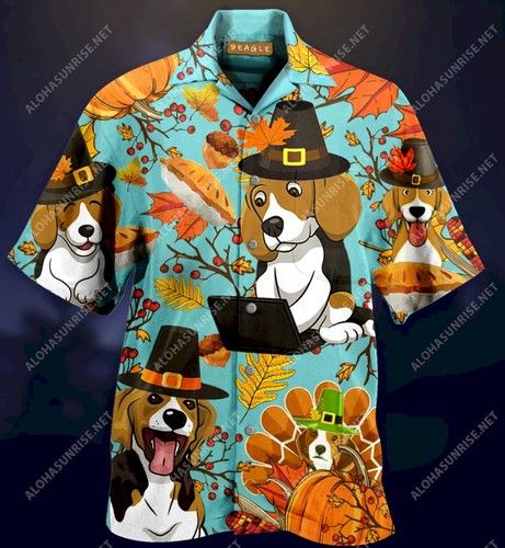 Beagle Happy Thanksgiving Unisex Hawaiian Shirt,Hawaiian Shirt Gift, Christmas Gift