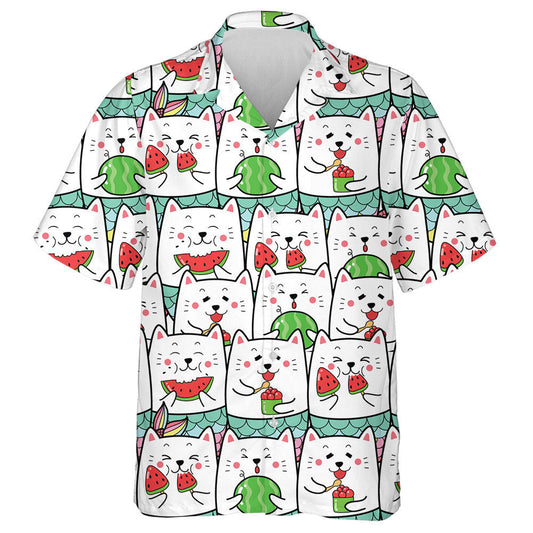 Maighdean mhara Cat gleoite ag ithe Mealáin le linn an tSamhraidh Léine Haváís, Bronntanas Léine Haváís, Bronntanas Nollag