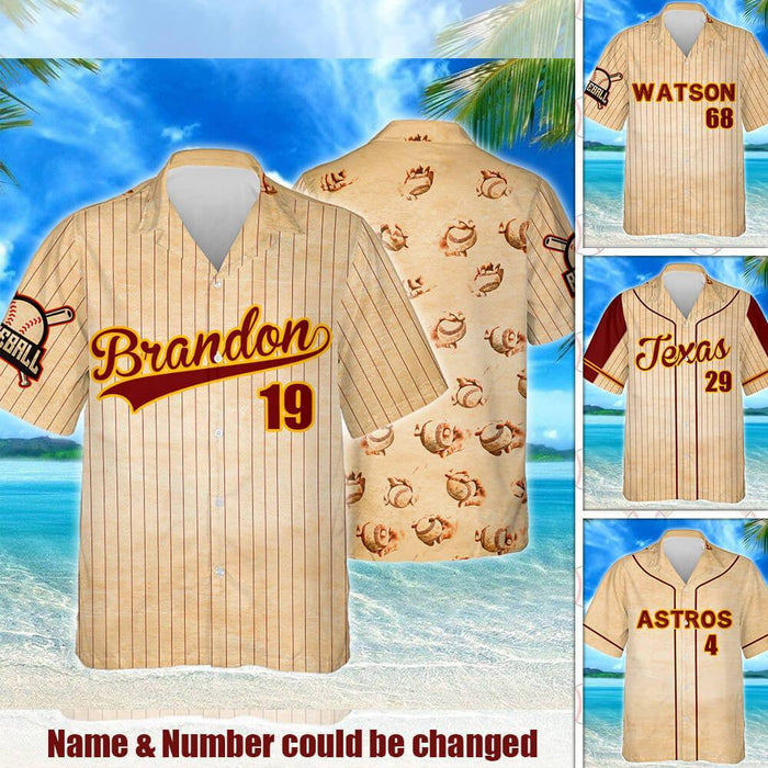 Custom Name Gift For Baseball Lovers Summer Vibes Hawaiian Shirt, Hawaiian Shirt Gift, Christmas Gift