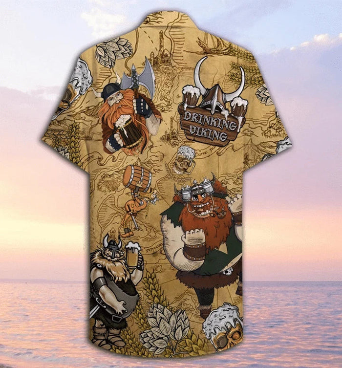 Vintage Style Viking Beer Christmas Themed Design Hawaiian Shirt, Hawaiian Shirt Gift, Christmas Gift