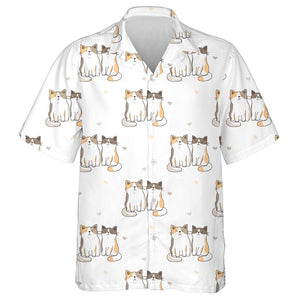 Cute Cartoon Cat And Heart Design Hawaiian Shirt,Hawaiian Shirt Gift, Christmas Gift