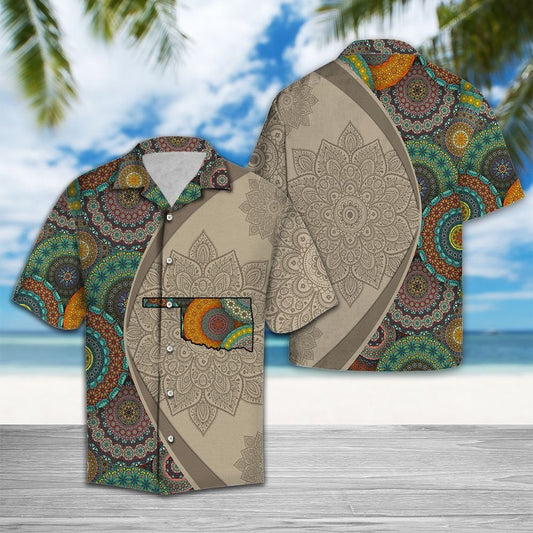 Awesome Oklahoma Mandala Flower Patchwork Pattern Hawaiian Shirt, Hawaiian Shirt Gift, Christmas Gift
