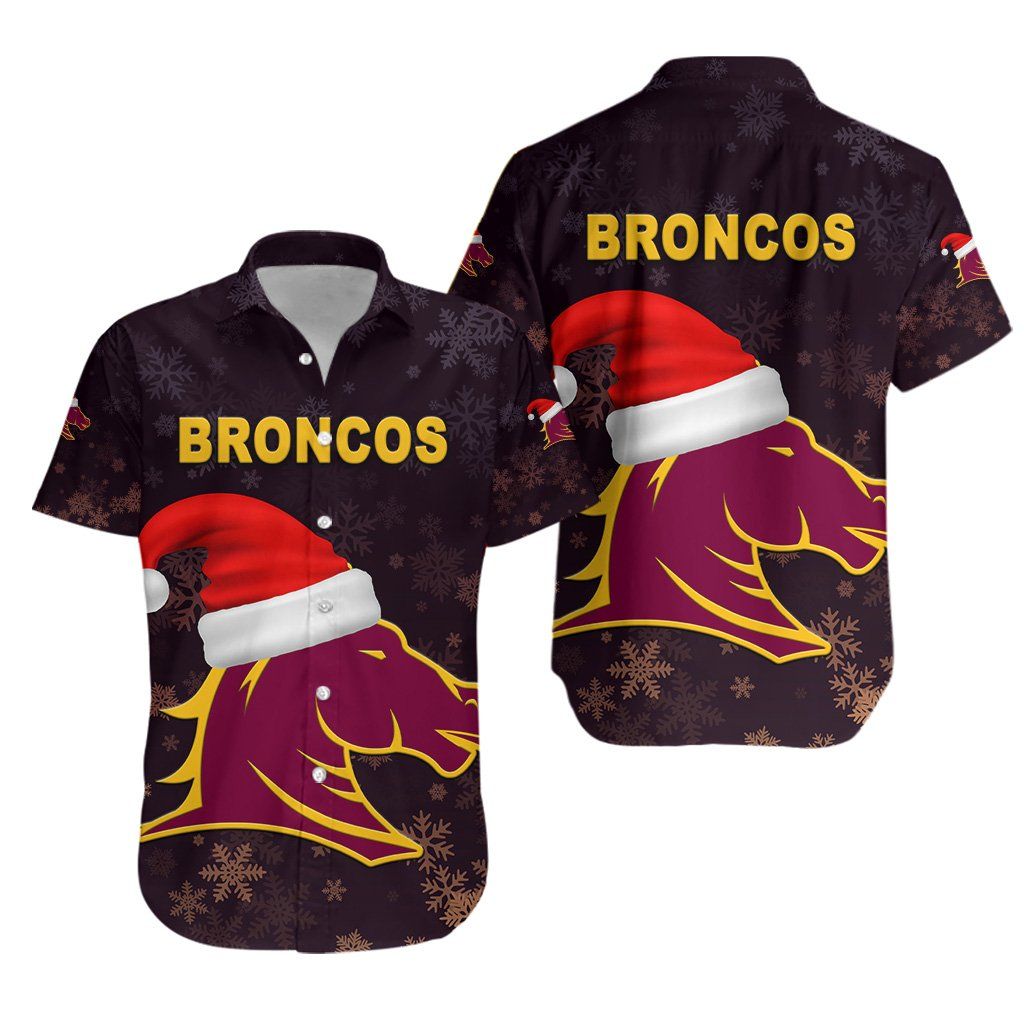 Léine Aloha Haváis Brisbane Broncos Nollag K8 Shorts Haváís Muinchille Gearr Trá, Bronntanas Léine Haváís, Bronntanas Nollag