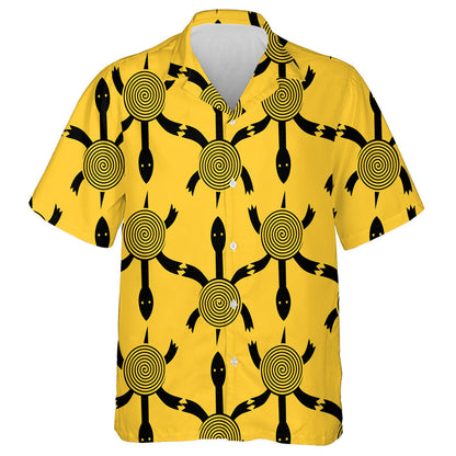Cartoon Black Turtle On The Yellow Background Hawaiian Shirt, Hawaiian Shirt Gift, Christmas Gift