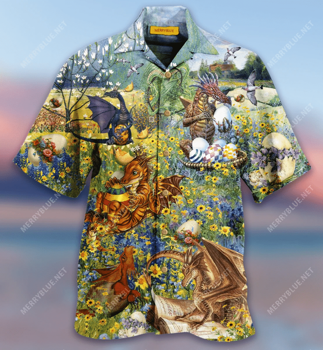 Happy Easter Finding Dragon Design Hawaiian Shirt, Hawaiian For Gift