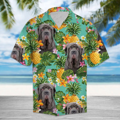 Tropical Pineapple Mix Black Dog Hawaiian Shirt,Hawaiian Shirt Gift, Christmas Gift