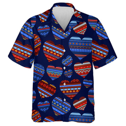 Vintage Ornaments Heart Shaped Monochrome Patriotic Hawaiian Shirt, Hwaiian For Gift