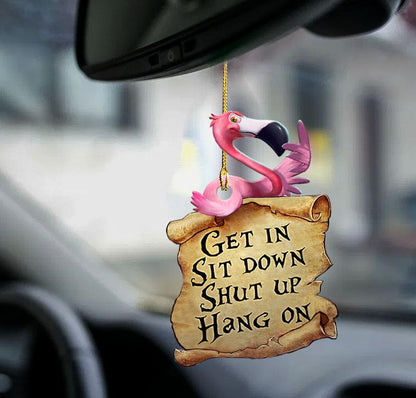 Flamingo get in flamingo lover two sided ornament for car, Christmas Decoration