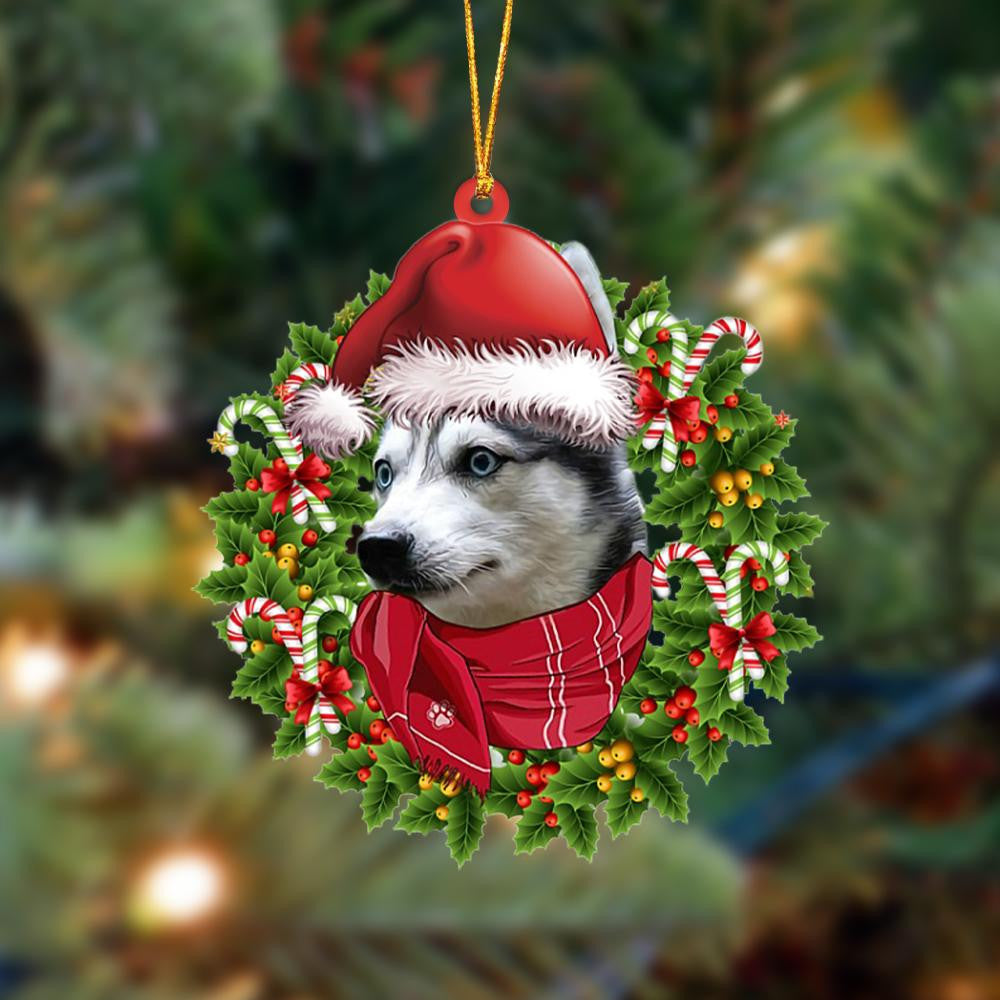 Alaskan Klee Kai-Xmas Bandana Hanging Christmas Plastic Hanging Ornament, Christmas Ornament Gift, Christmas Gift, Christmas Decoration