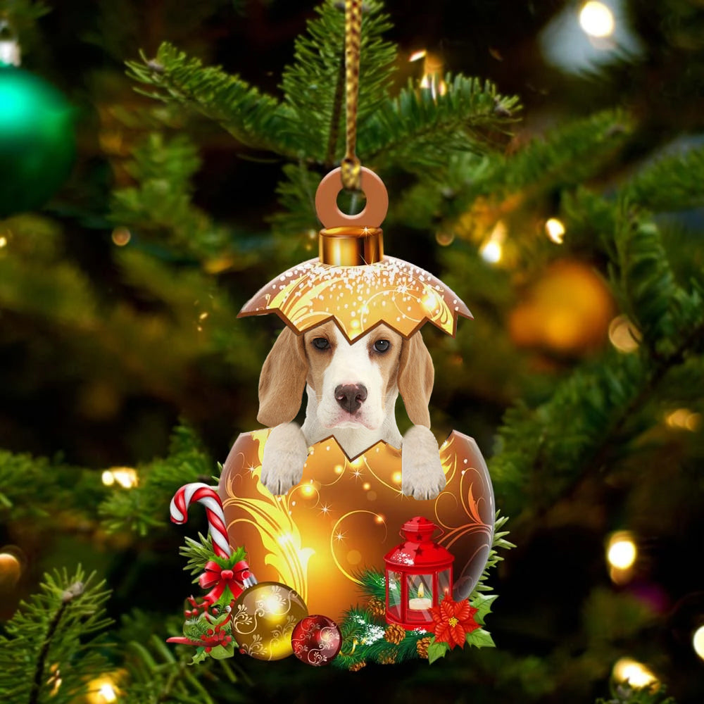 Beagle In Golden Egg Christmas Ornament, Pet Love Gift, Christmas Ornament, Christmas Gift