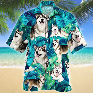 Alaskan Malamute Dog Tropical Forest Hawaiian Shirt, Hawaiian For Gift