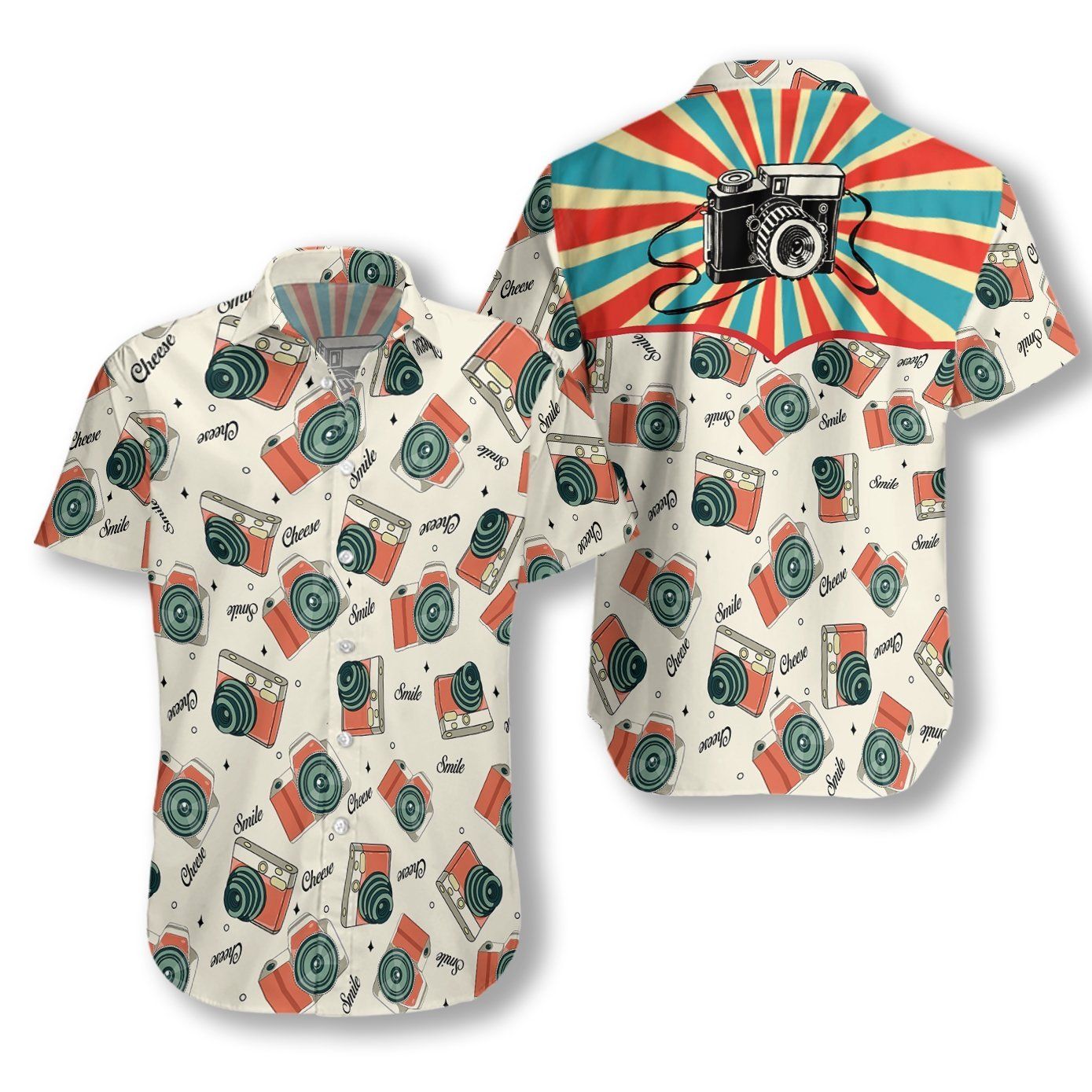 Vintage Camera Ez26 3010 Hawaiian Aloha Shirt Hawaiian Shorts Beach Short Sleeve, Hawaiian Shirt Gift, Christmas Gift