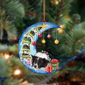 Border Collie-Sleep On The Moon Christmas Two Sided Christmas Plastic Hanging Ornament, Christmas Ornament Gift, Christmas Gift, Christmas Decoration
