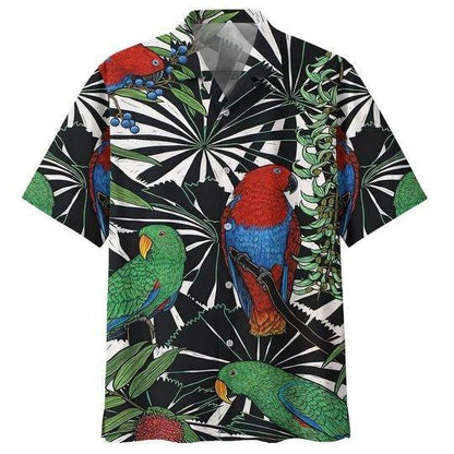 Parrot Bird On Blackground Design Hawaiian Shirt, Hawaiian Shirt Gift, Christmas Gift