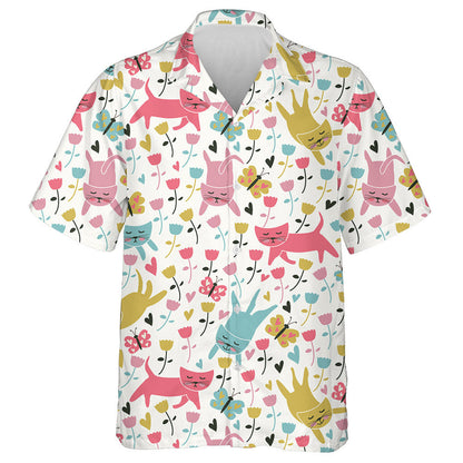 Cait Greannmhar Bláthanna Agus Féileacáin I Stíl Chartúin Léine Haváís, Bronntanas Léine Haváís, Bronntanas Nollag