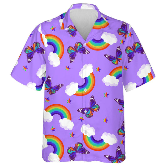 Theme Fantasy Rainbows Butterflies And Stars Hawaiian Shirt,Hawaiian Shirt Gift, Christmas Gift