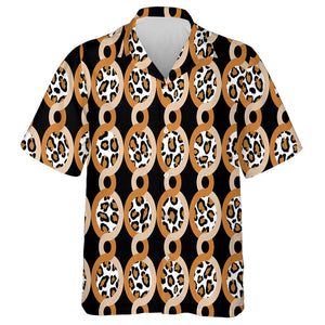 Wild African Leopard With Abstract Chain On Black Hawaiian Shirt, Hawaiian Shirt Gift, Christmas Gift