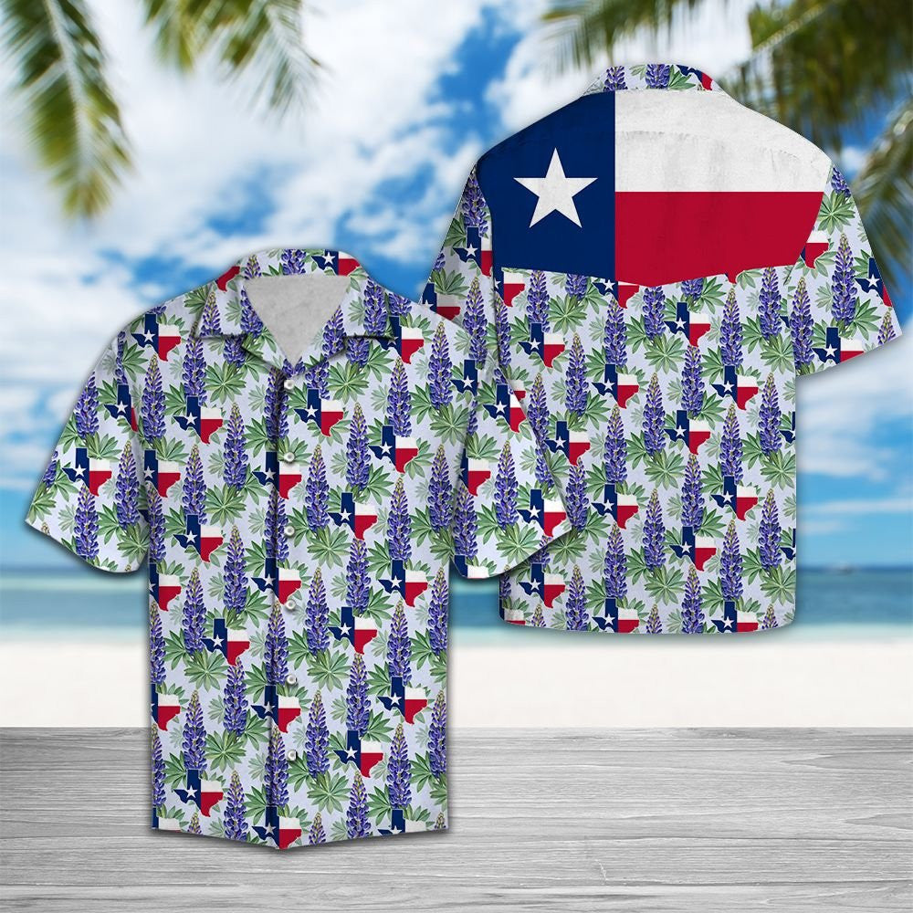 Classic Texas Bluebonnet Flag Design Hawaiian Shirt, Hawaiian For Gift