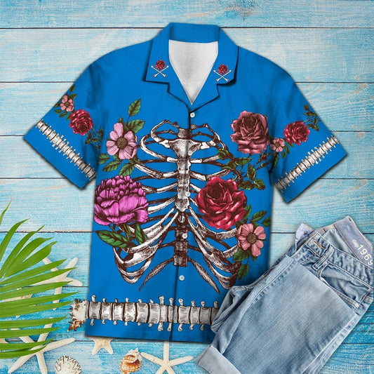 Blooming Skeleton Hawaiian Shirt,Hawaiian Shirt Gift, Christmas Gift